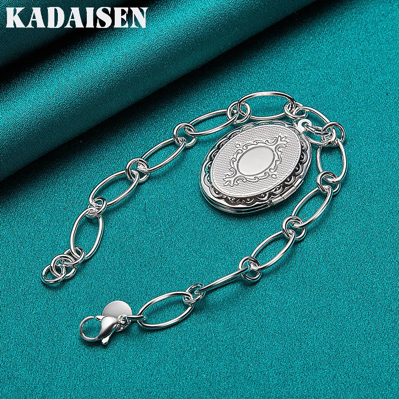 925 Sterling Silver Photo Frame Pendant Bracelet For Women Wedding Party Fashion Charm Jewelry