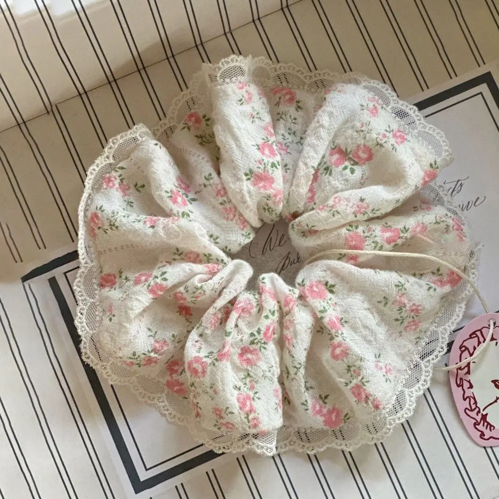 Small Floral Print Elastic Hair Bands Fashion Scrunchies Accessories Cute Headwear Cotton Lace Hair Scrunchies Girls