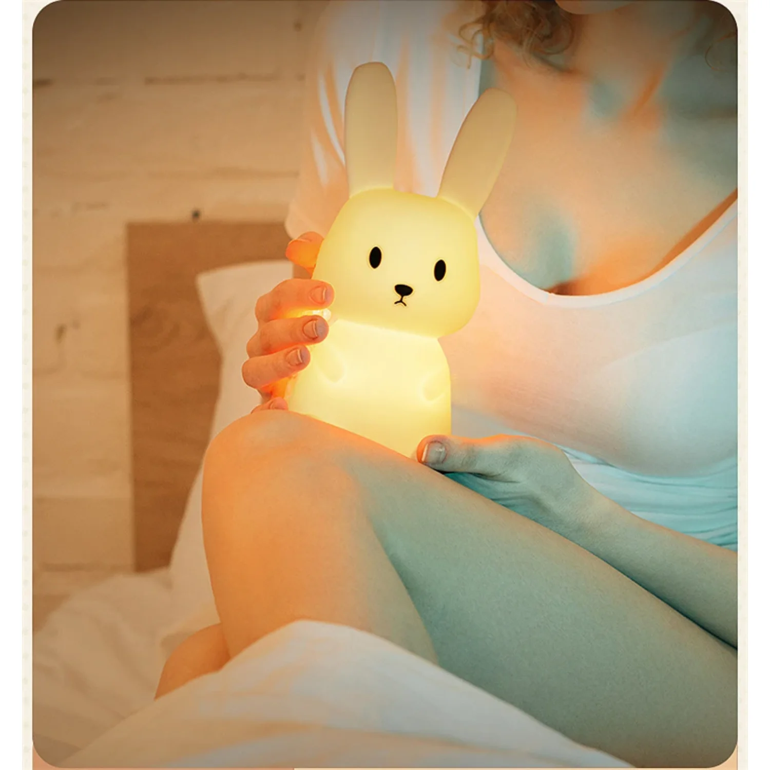 Cute Silicone Night Light Rabbit Whale Cat Touch Sensor Rechargeable Bedroom Bedside Lamp   Baby Gift Mushroom Mushroom lamp Led