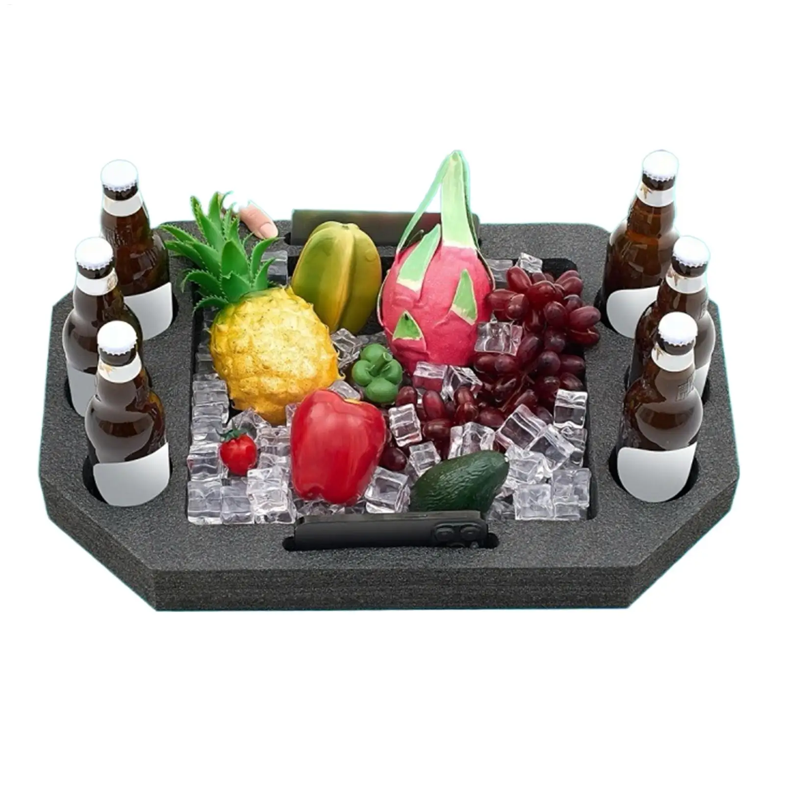 Plateau flottant pour la piscine, pour aliments et boissons, étanche, grande table de service avec séparateurs intégrés, plateau flottant pour boissons pour lac, plage, rivière