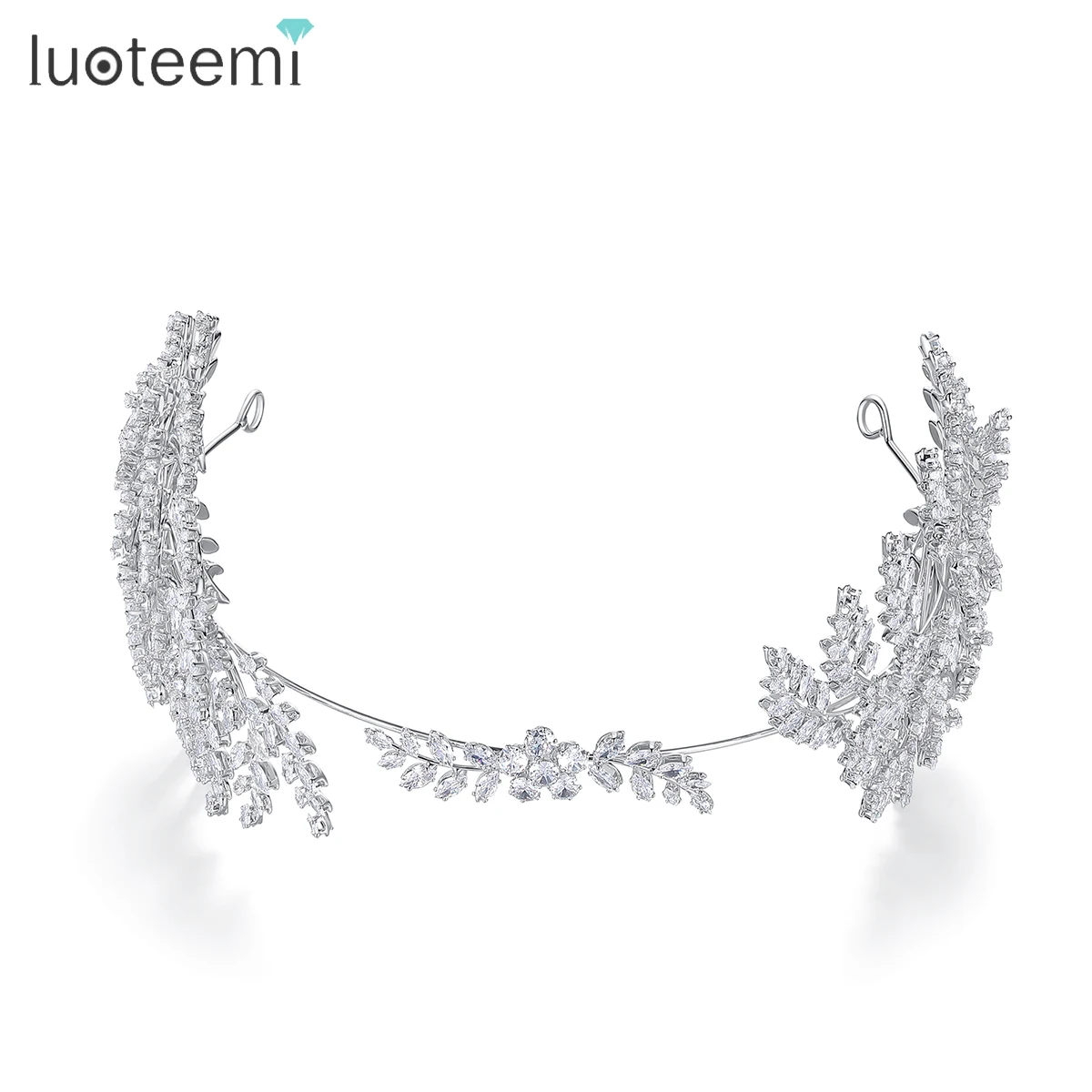 

Корона из фианита LUOTEEMI для невесты, высокое качество, CZ, принцесса, обручальные свадебные аксессуары для волос, роскошная повязка для волос для невесты