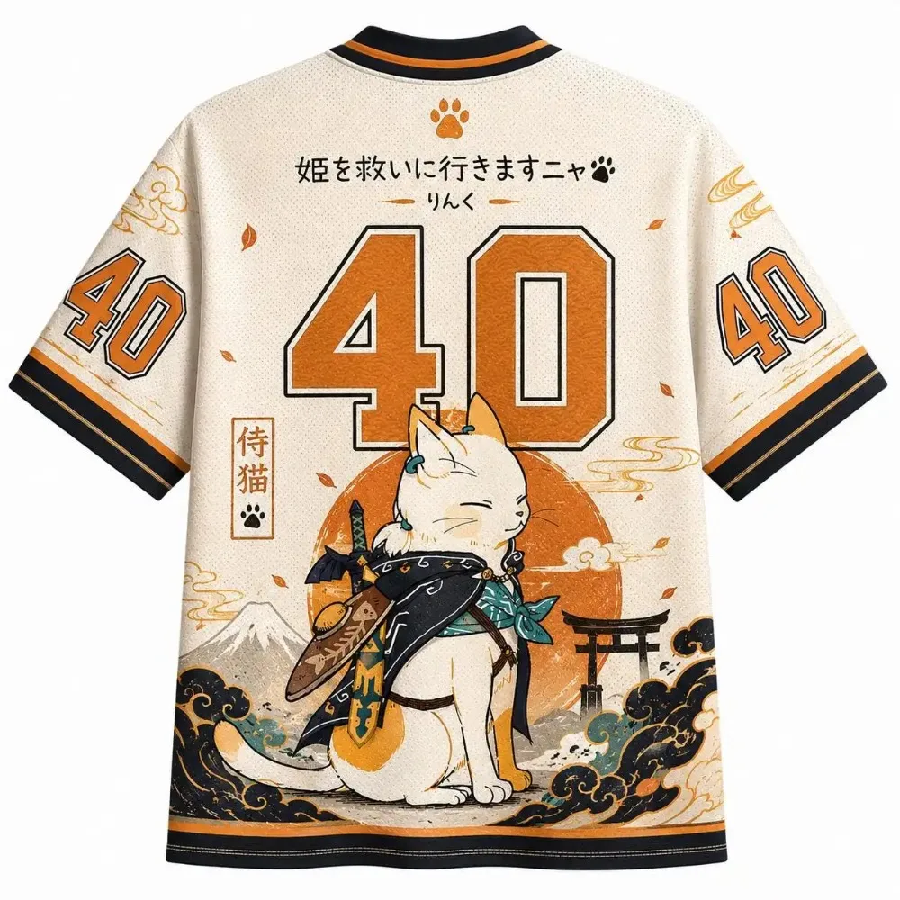 Sommer-Modetrend Japanische Retro-Wandernde Samurai-Katze 3D-Druck Outdoor Casual Sport-Stil Herren- und Damen-V-Ausschnitt-T-Shirts – Detail 5
