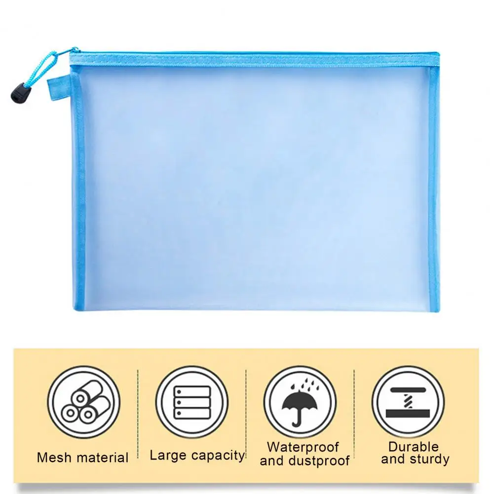 Lightweight File Organizer Capacity Portable File Holder with Zipper for A4 Documents Transparent for Office for Professionals