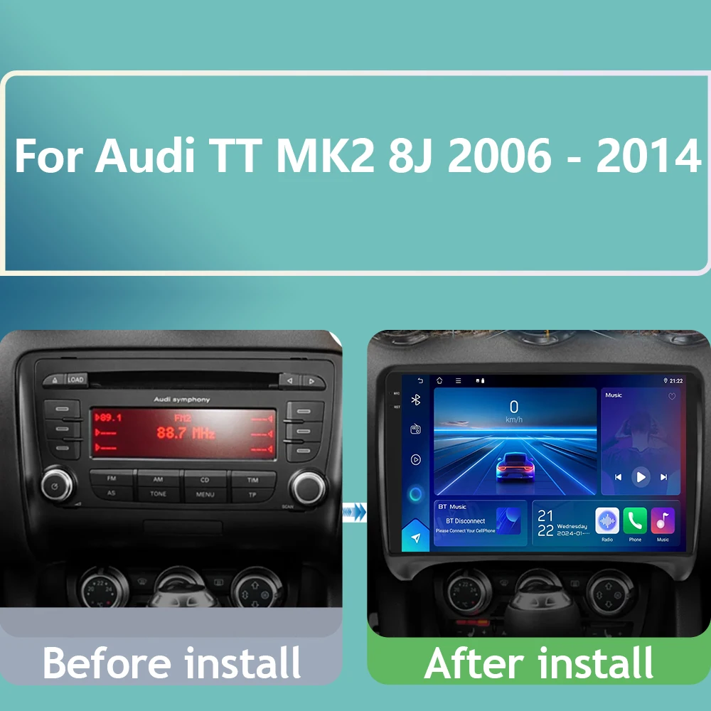 

Navigation Multimedia For Audi TT MK2 8J 2006 2007 2008 2009 2010- 2014 Android 16 Carplay Car Radio Auto 4G WIFI GPS Video Play
