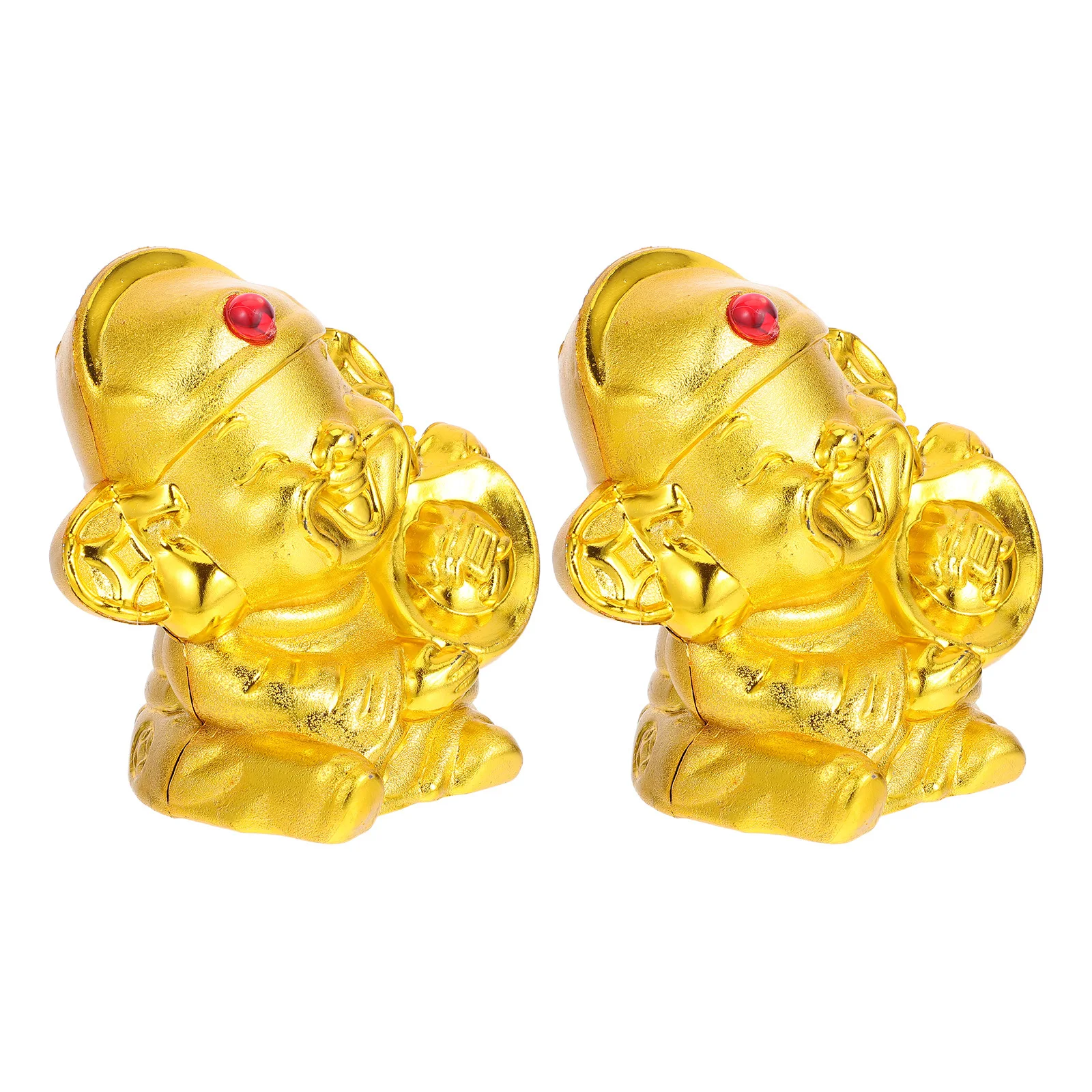 

2Pcs Small God of Bank Decorative Coin Holder for Home Office Desk Chinese New Year Present Aesthetic Savings