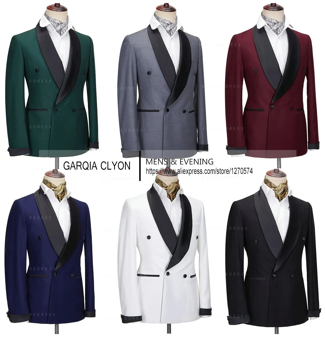 

2024 Men's Double Breasted Blazer Suit for Wedding Groom Tuxedos Slim Fit 2 Pieces Suits