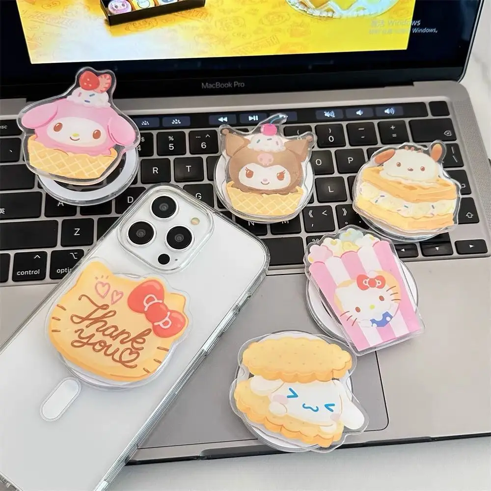 

Sanrio Cinnamoroll Kuromi Hello Kitty Mobile phone holder Magnetic Bracket Foldable Finger Ring Solid Grip Toks Phone Holder