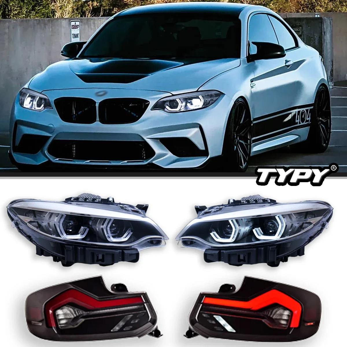 

Автомобильные фары TYPY для BMW 2 серии F22 F87 M2 2014-2021, светодиодные фары для проектора, дневные ходовые огни, автоаксессуары