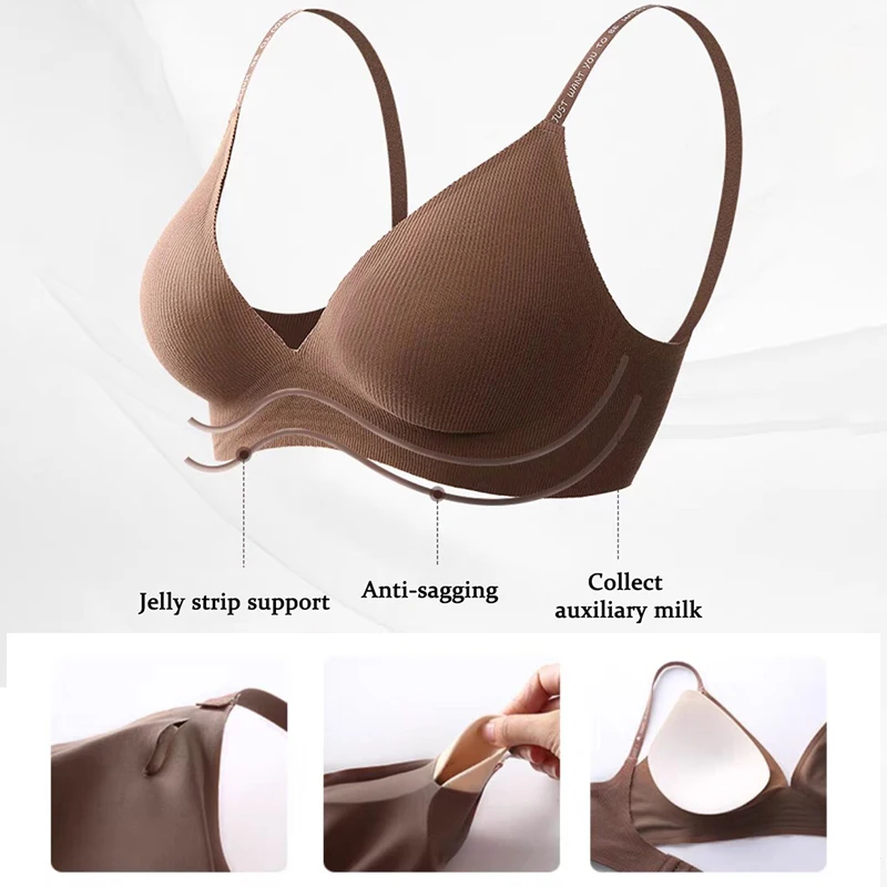 Sexy Seamless Bras for Women Deep V Neck Bralette Sexy Lingerie Letter Strap Tops Push Up Underwear Female Wireless Brassiere