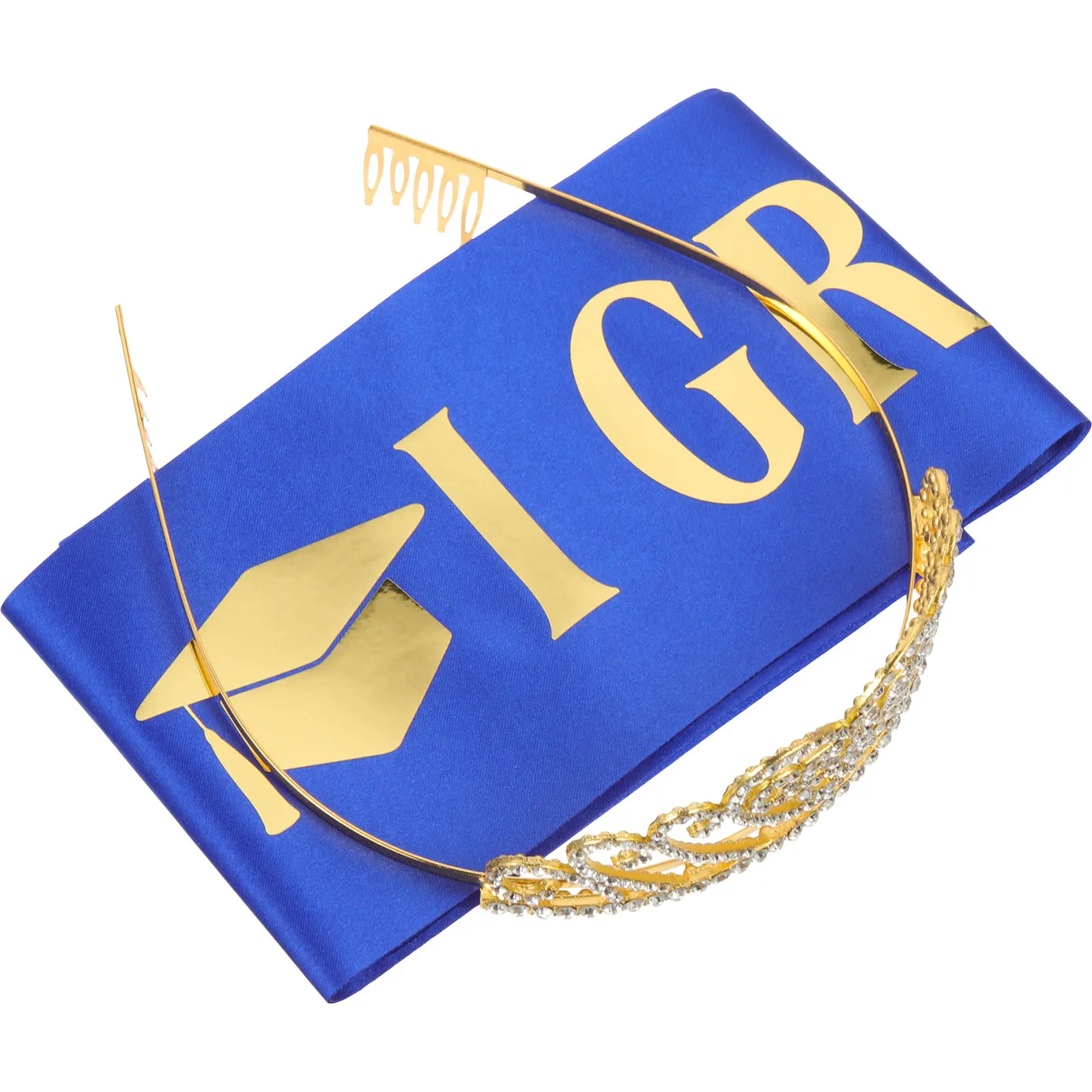 

Набор для выпускного 2023: Корона и лента из блестящего атласа с гравировкой, тиара для выпускного вечера, украшения для выпускной вечеринки