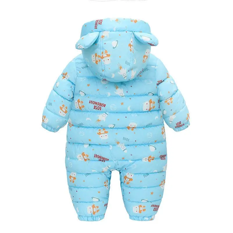 2024 Autumn Winter Baby Snowsuit Hooded Plus Velvet Warm Baby Girl Rompers Toddler Baby Boy Jumpsuit Infant Winter Overalls Coat