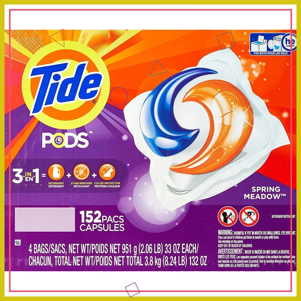 

Fresh Meadow Scent Laundry Pods, 152 Count - All-in-One Detergent for HE & Standard Machines, Stain Remover & Brightener