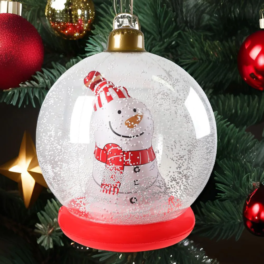 

60cm Giant Inflatable Christmas Ball with LED Light Remote Control PVC Outdoor Xmas Inflatable Decor Ball for Porch Lawn Garden