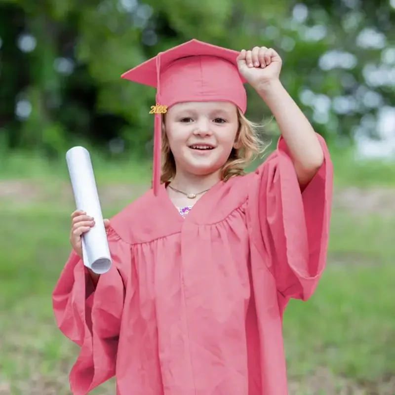 2024 Voorschoolse Afstudeermuts Jurk Afstudeerjurk Jurk Pet Kwastje Set Comfortabele Unisex Gefeliciteerd Outfit Voor Kleuterschool