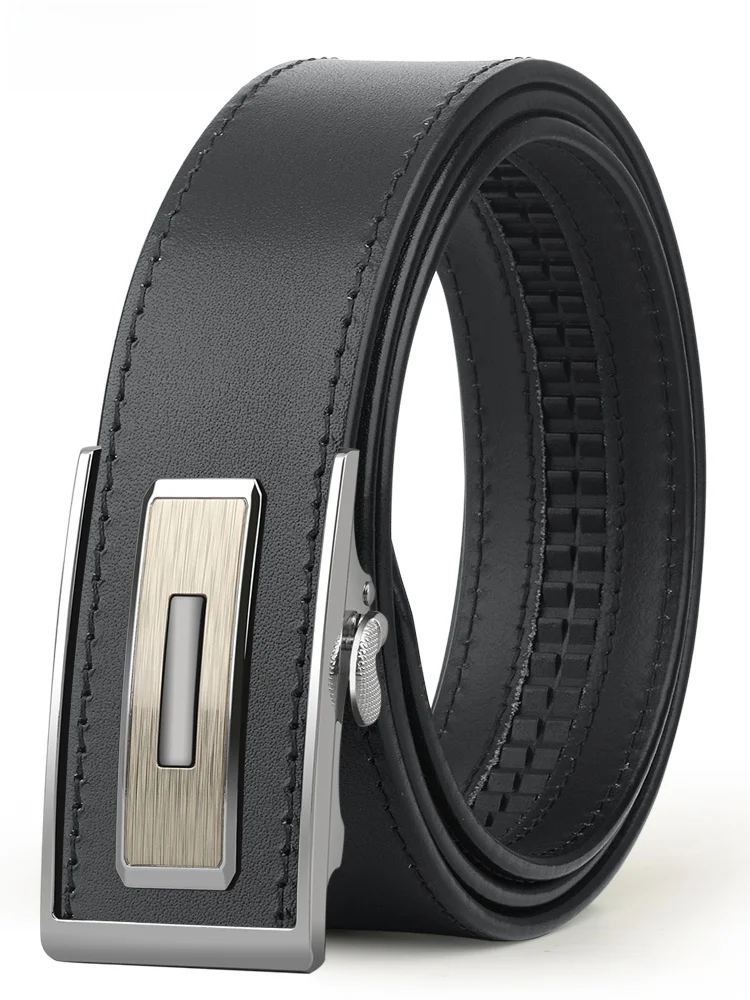 メンズカジュアルレザーベルトインナーウェア自動バックルトップレイヤー純粋な牛革ベルト中年および若者向け