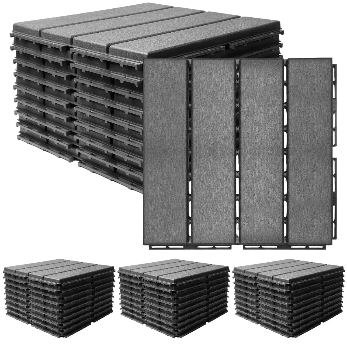 Plastic Interlocking Deck Tiles, 36PCS 12