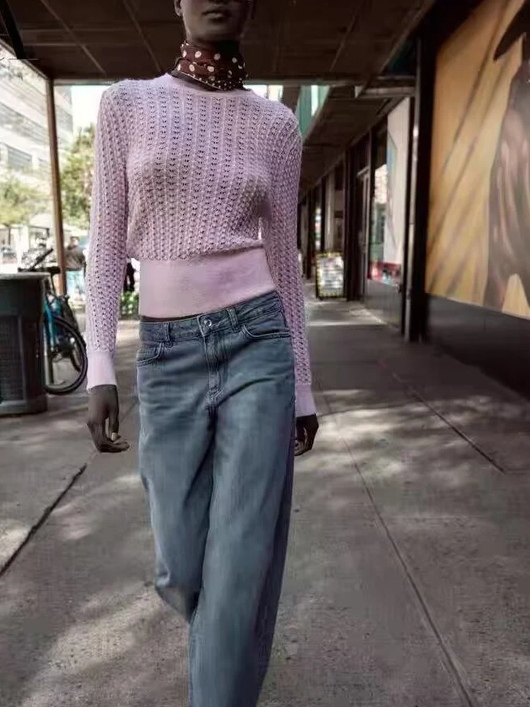 Suéter de manga larga con cuello redondo para mujer, suéter informal sencillo de color sólido con temperamento, estilo europeo y americano, otoño