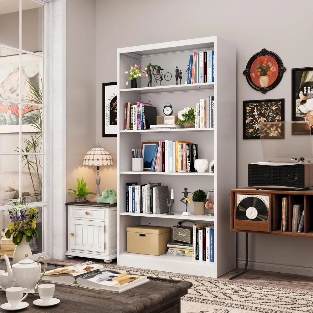 

Metal Bookcase, 14" Deep Bookshelf, 66" Tall Bookcases with Adjustable Shelves, 5 Shelf Bookcase, Industrial Bookshelves