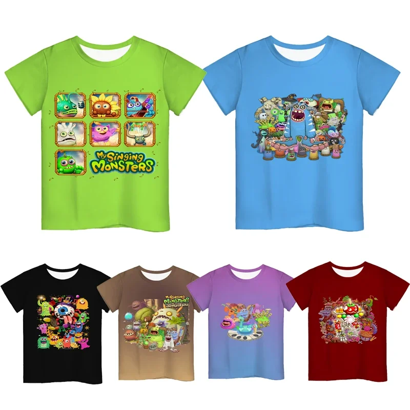 Футболка «Мои поющие монстры», детская одежда с изображением ужасов, детская одежда, летние топы с героями мультфильмов для мальчиков и девочек, детские топы с короткими рукавами