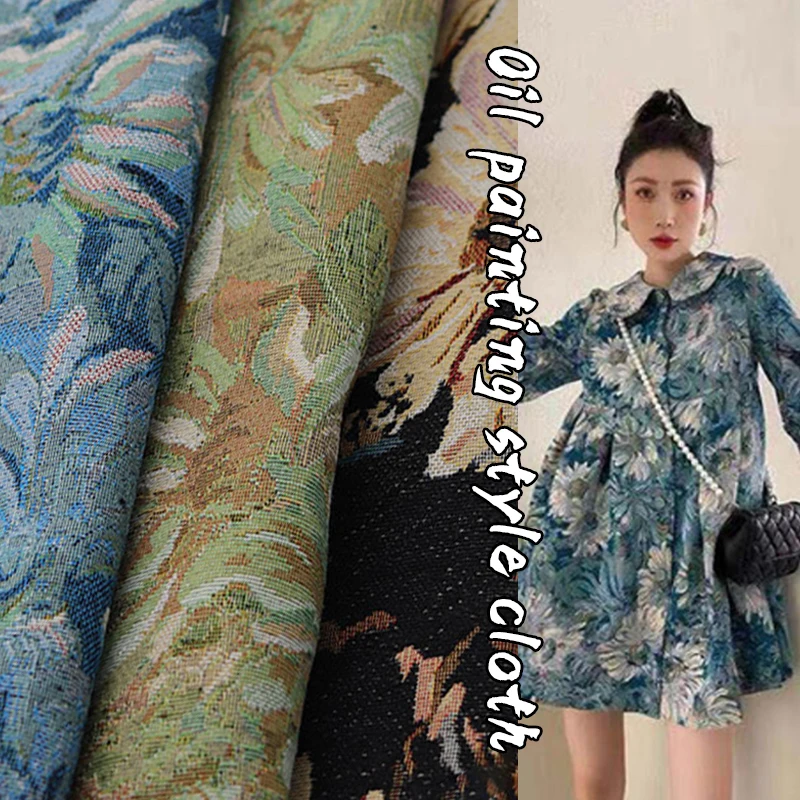 100x150cm  Jacquard Fabric Fashion Van Gogh Art Oil Painting Style Woven Fabric Diy Sewing Sofa Garment Skirts Bags Decor