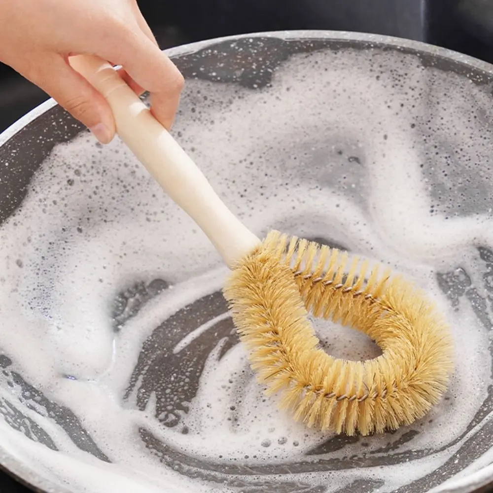 

Smooth Handle Cleaning Brushe Natural Non-stick Coconut Palm Brush Durable Nondestructive Coating Dish Scrub Brush Dish
