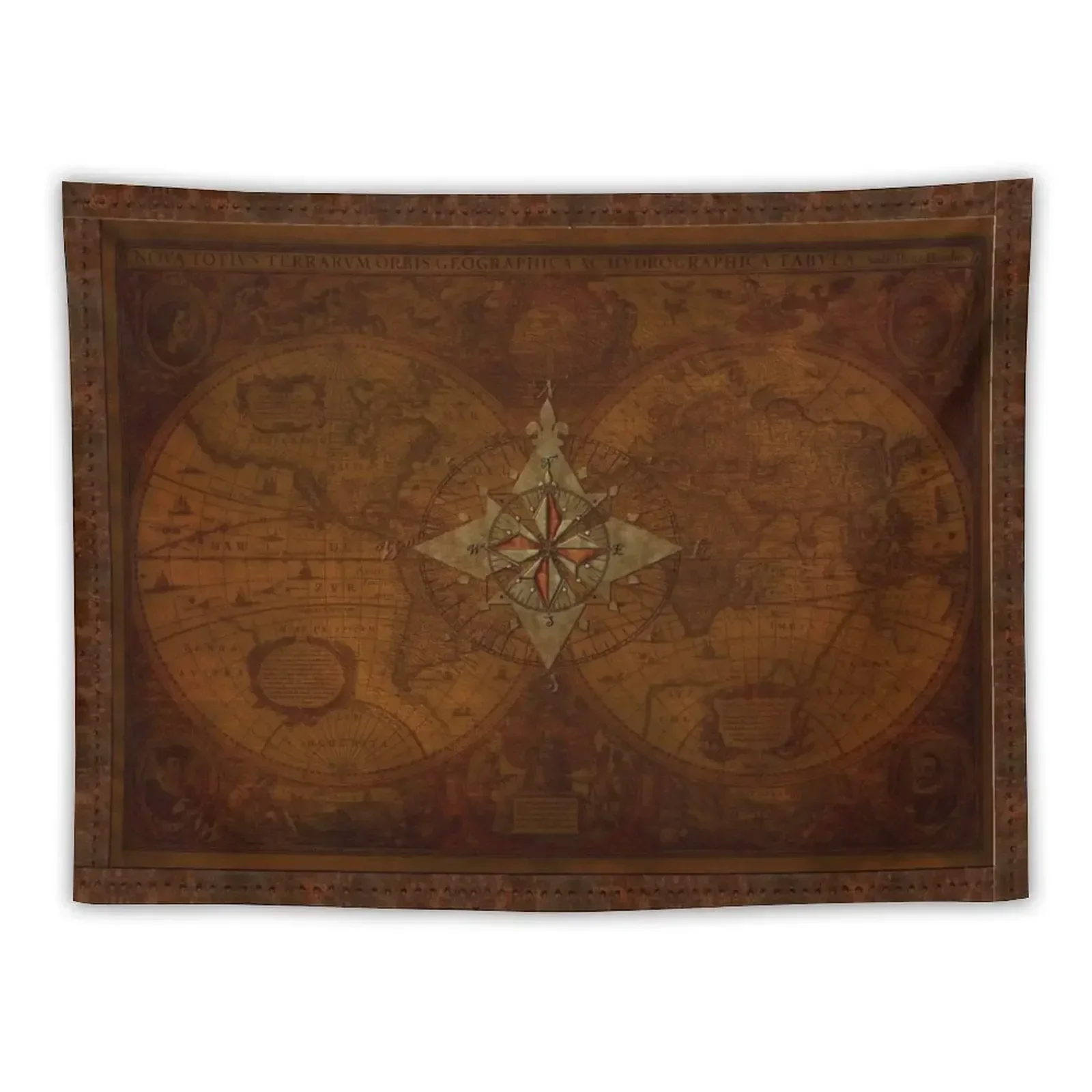 

Steampunk Compass Rose & Antique Map Tapestry Wall Hanging Room Decore Aesthetic Outdoor Decor Tapestry