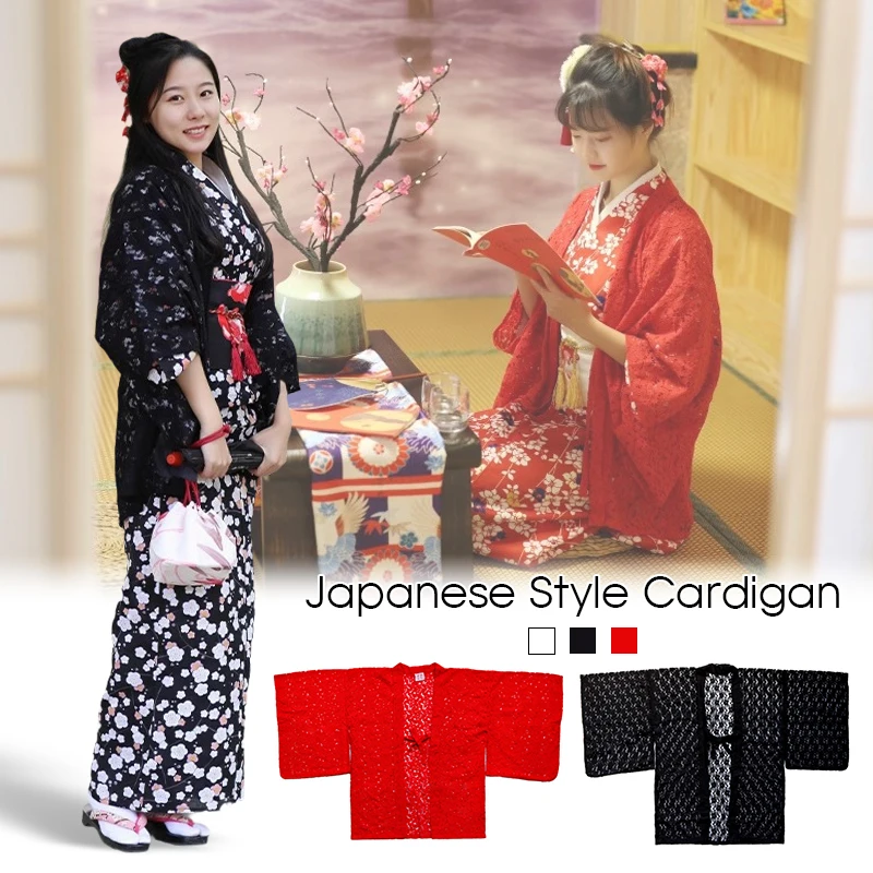 Cárdigan de manga larga con cuello en V para mujer, Ponchos de moda, informal, para ir al trabajo japonés, protector solar de verano, capas finas y largas de encaje liso