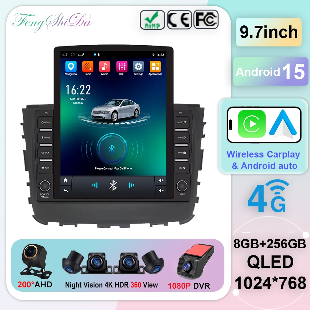 Android15 Carplay Auto For Ssangyong Rexton Musso 2018 2019 Multimedia Navigation Car Radio Player Head Unit GPS WIFI+4G Stereo
