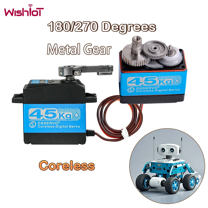 

Digital Servos 45KG Steel Teeth Coreless Motor 180/270 Degree Waterproof IP66 with 25T Servo Arm for RC Car Robot Toys #T3