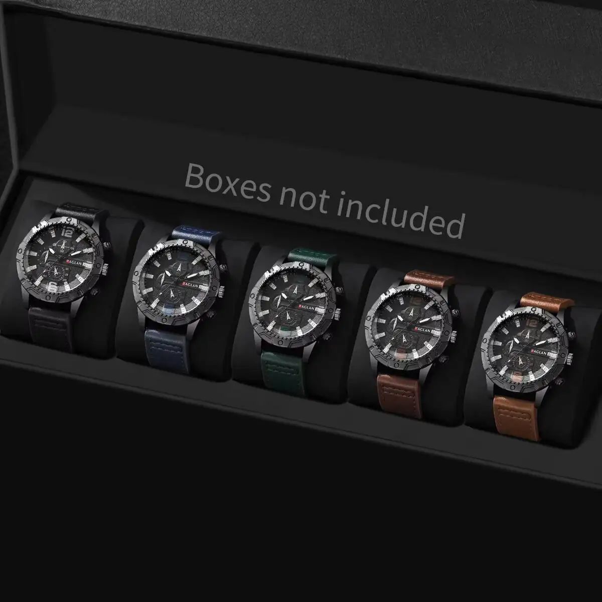 5 قطعة/المجموعة أزياء الرجال الساعات عارضة حزام من الجلد العربية الهاتفي الكوارتز ساعات المعصم مجموعة Reloj Hombre (بدون صندوق)