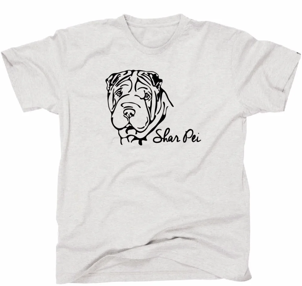 New Pure Cotton Short Sleeves Hip Hop Fashion O-Neck T Shirt Shar Pei Portrait Hund Hunde Sleeve T Shirt Digital Printing