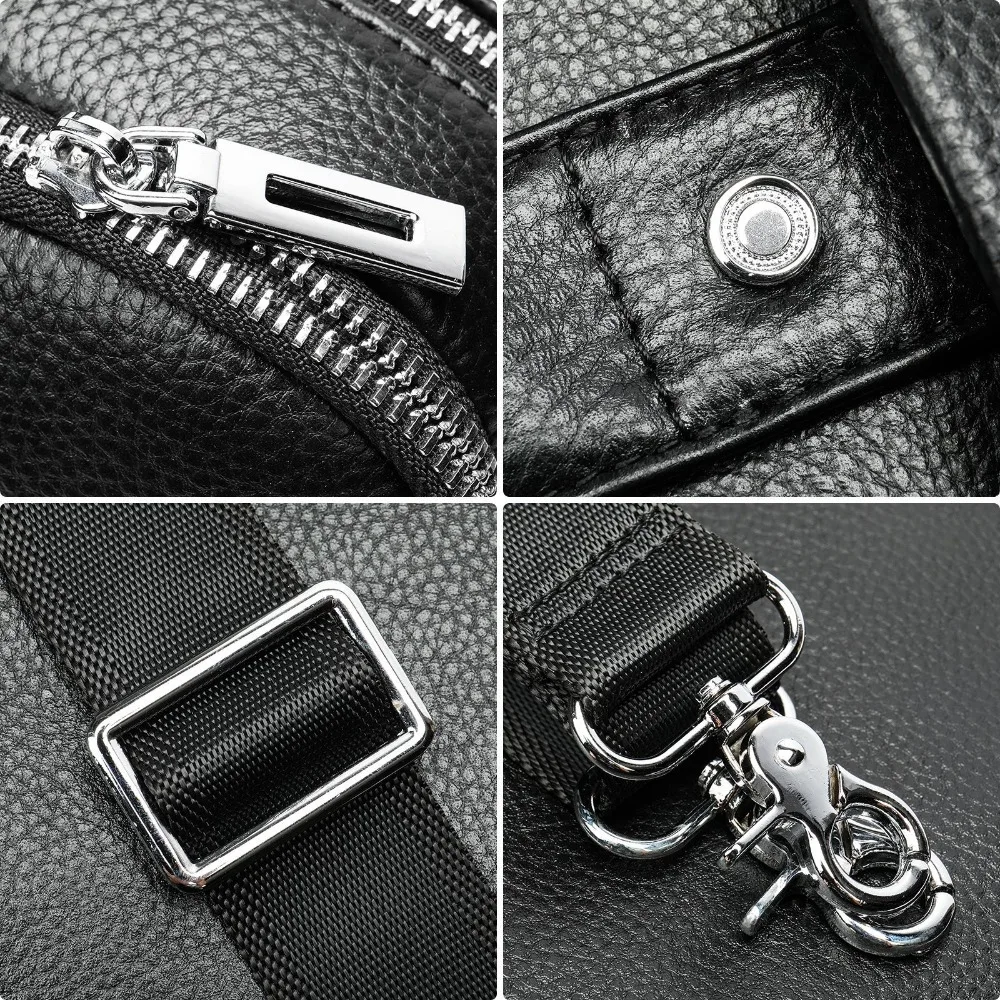 Genuine Leather Large-Capacity Business Briefcase 14-Inch Laptop Bag Versatile Commuter Tote Shoulder Bag
