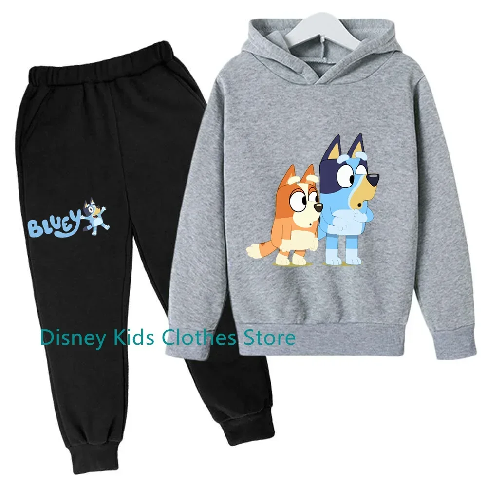 Anime Bluey Hooded Sets Children Spring And Autumn Long-sleeved Sweatshirt Bingo Family Pure Loose Korean Style Casual Clothes