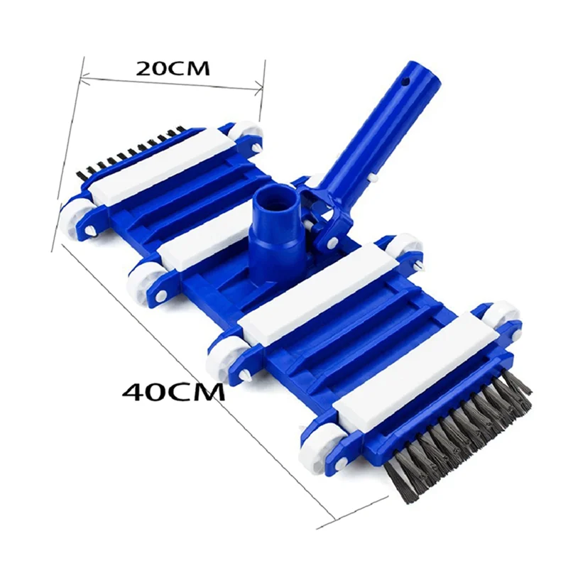 Swimming Pool Vacuum Head with Side Brush Wheel Wall Floor Fish Pond Swimming Pool Floor Cleaning Tool