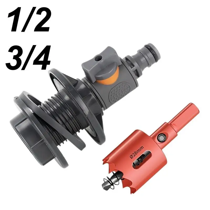 1 Set PVC Water Tank Connector 1/2 3/4 Quick Connect Straight-through Valve Universal Fit for Most Water Pipe Plumbing Repairs