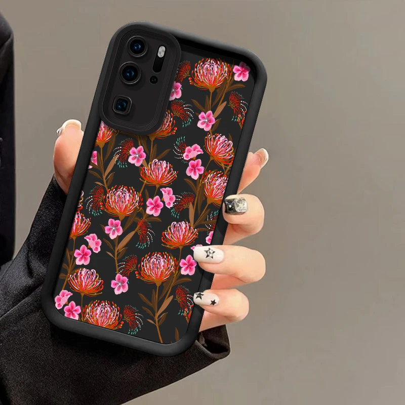 Funda de teléfono con protección de lente de cámara para Huawei Nova Y90 Y 90 7 Pro 5i Y70 Plus 10 9 SE, funda de silicona a prueba de golpes con patrón de flores