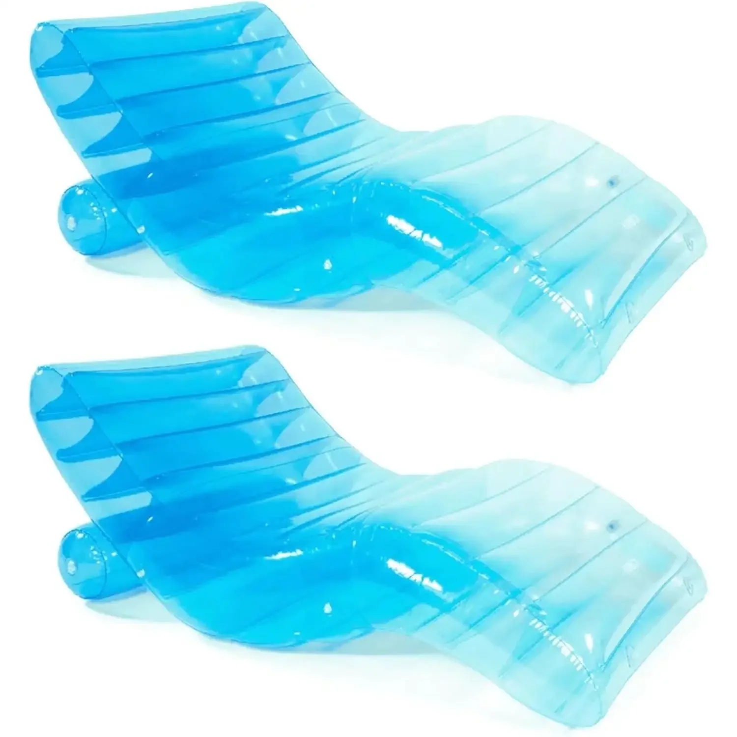 Giant Inflatable Luxury Tri-Color Blue Chaise Lounger, Chair Pool Float for Adults, Perfect for a Summer Pool Party, Bundle