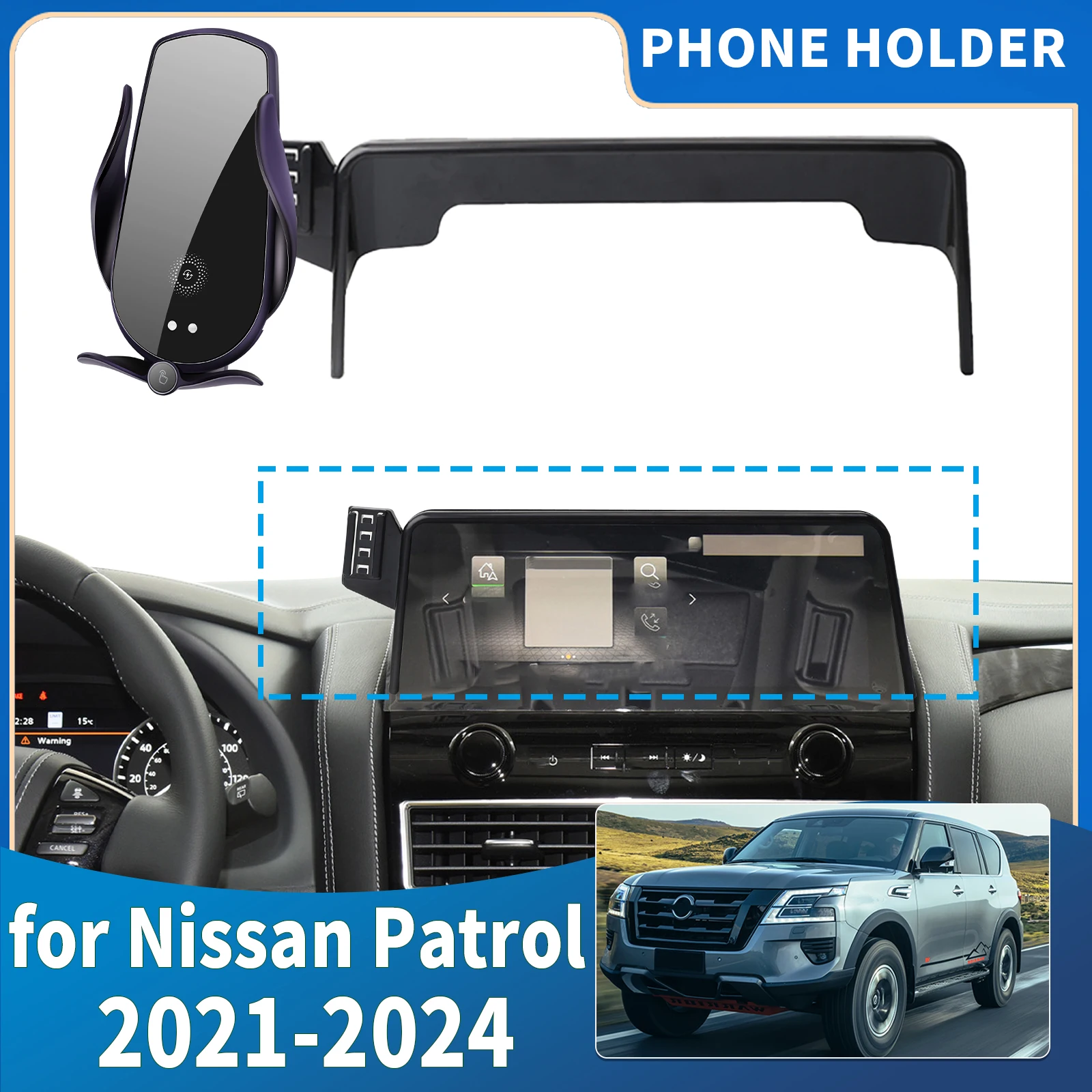 fit for Nissan Patrol Y62 2021 2022 2023 2024 Integrated Screen Mount Phone Holder Mount Car accessoires