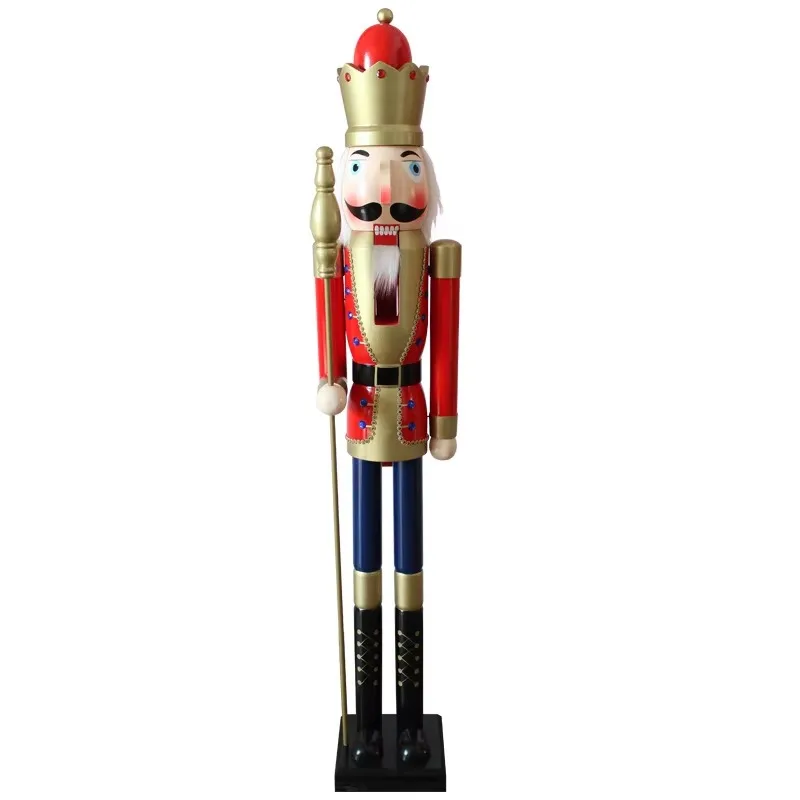 150Cm tall Nutcracker soldier statue solid wood Christmas decoration giant wooden toy soldier indoor outdoor holiday decoration