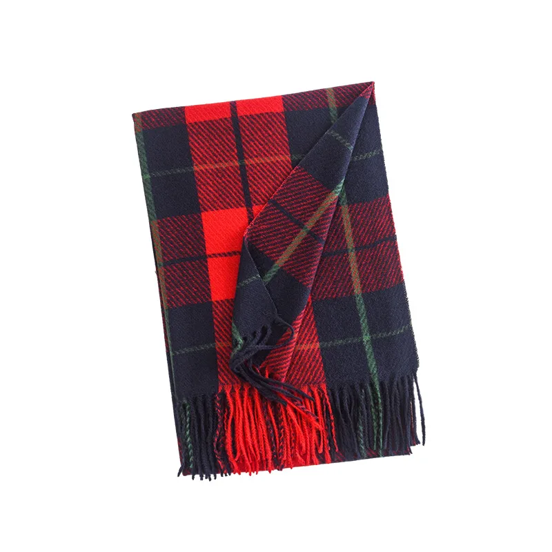 Women\'s Christmas Red Checkered Scarf Winter Versatile Cashmere Scarf Warm Shawl Lady