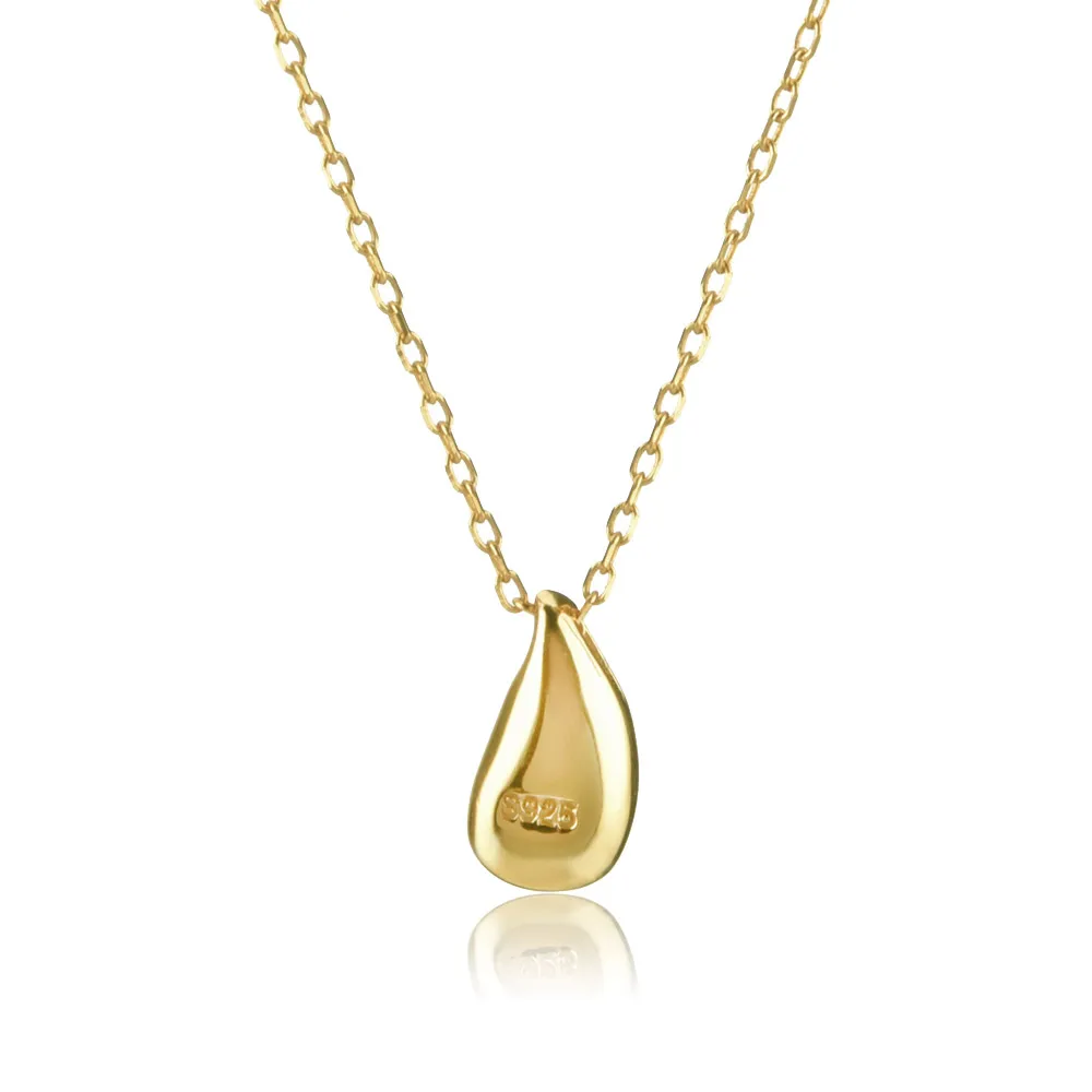 ANDYWEN 100% 925 Sterling Silver Gold Water Drop Pendant Charm Necklace Long Chain Jewelry 2020 Fine Luxury Ovals Jewels