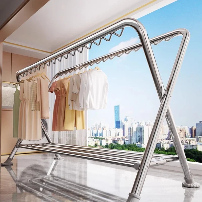 

Steel pipe drying rack, outdoor windproof double rod drying quilt drying rod