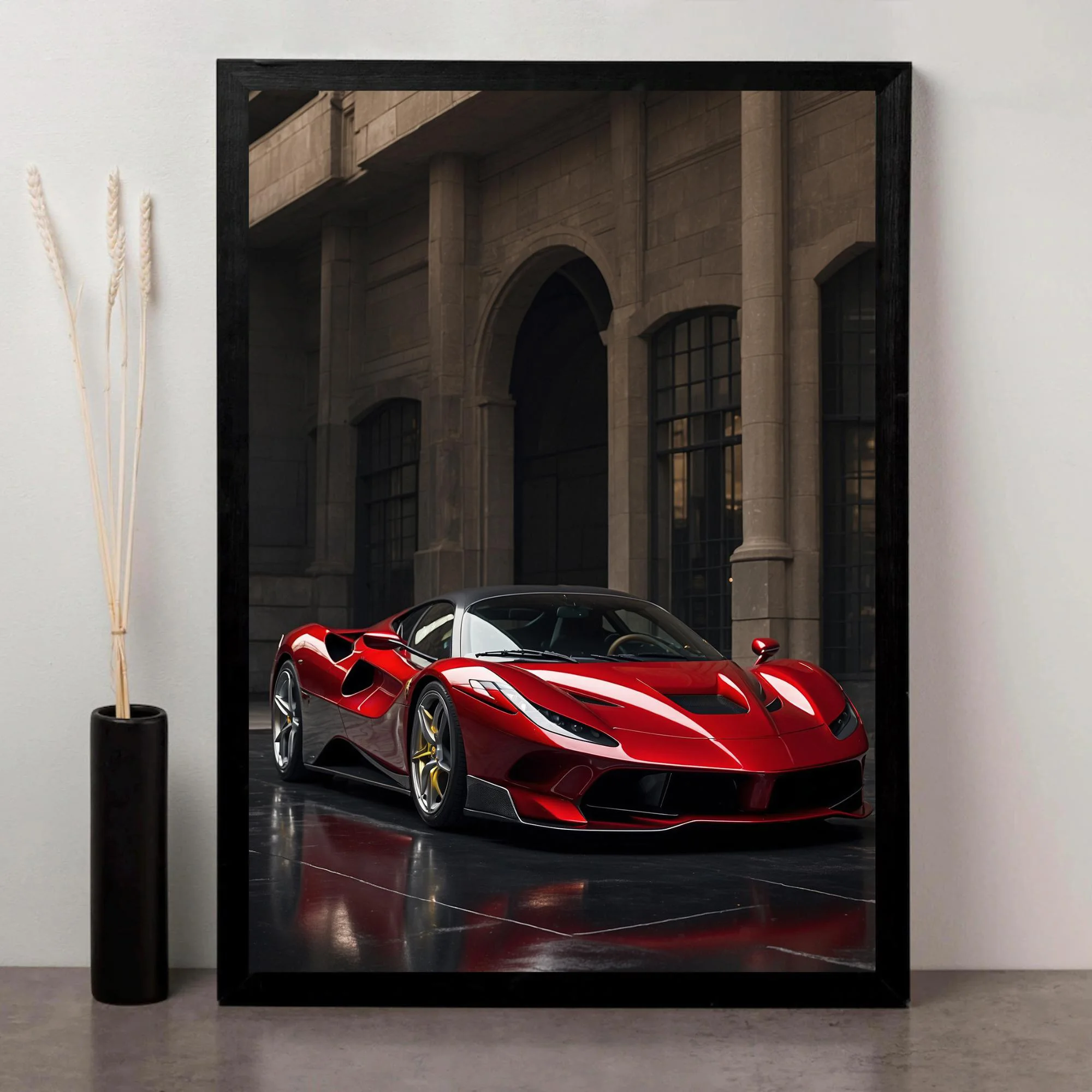 سيارة أبيض وأسود موضة المدينة الفاخرة الرياضة المشارك طباعة صور فنية للجدران قماش اللوحة غرفة المعيشة غرفة نوم ديكور المنزل هدية #4