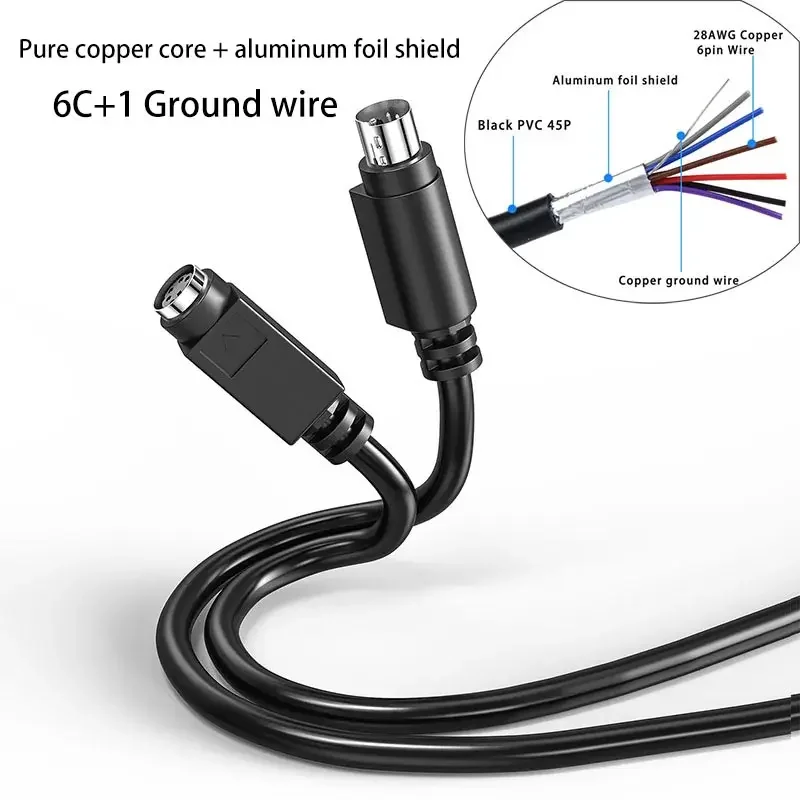 PS/2 Pure Copper Extension Cord Mouse Keyboard Extension Cable Head Round PS2 Male to Male to Female 6 Pin MD6 Pin Extender
