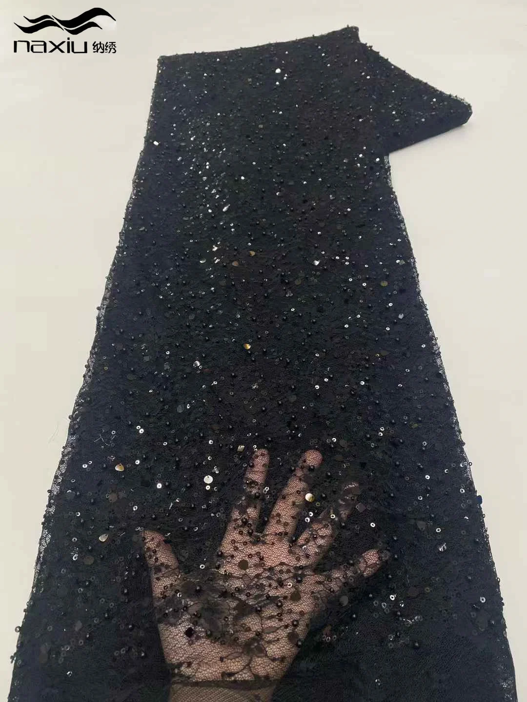 

Africa Nigerian Beaded French Mesh Lace With Sequins High Quality 2025 Embroidery Lace Sequins Lace For Wedding Dresses Women