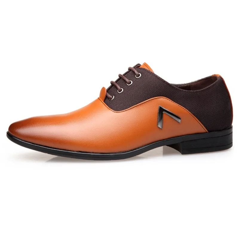 Classic Men Dress Shoes Lace-up PU Leather Shoes for Men Plus Size Point Toe Business Casual Men Formal Shoes for Wedding 2024