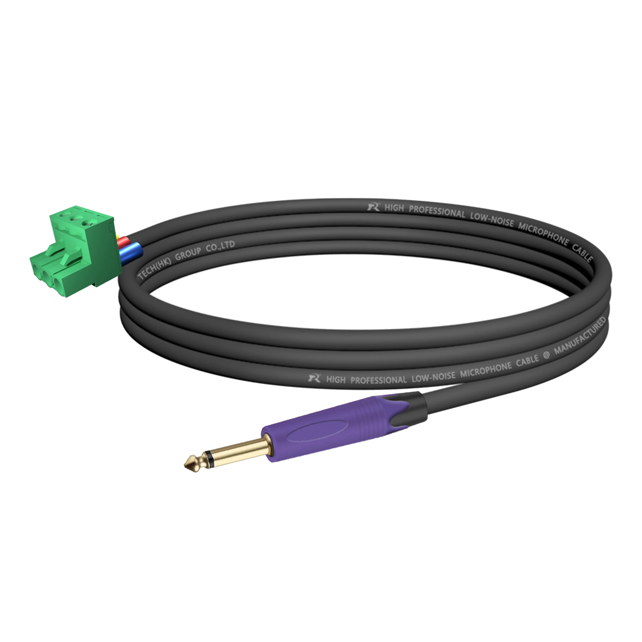 Professionelles 6,35/6,5 mm (1/4 Zoll) TS-Mono-Stecker auf 3-poligen 5,08 mm Phoenix-Stecker-Kabel, symmetrische Audiosignalübertragung – Detail 19
