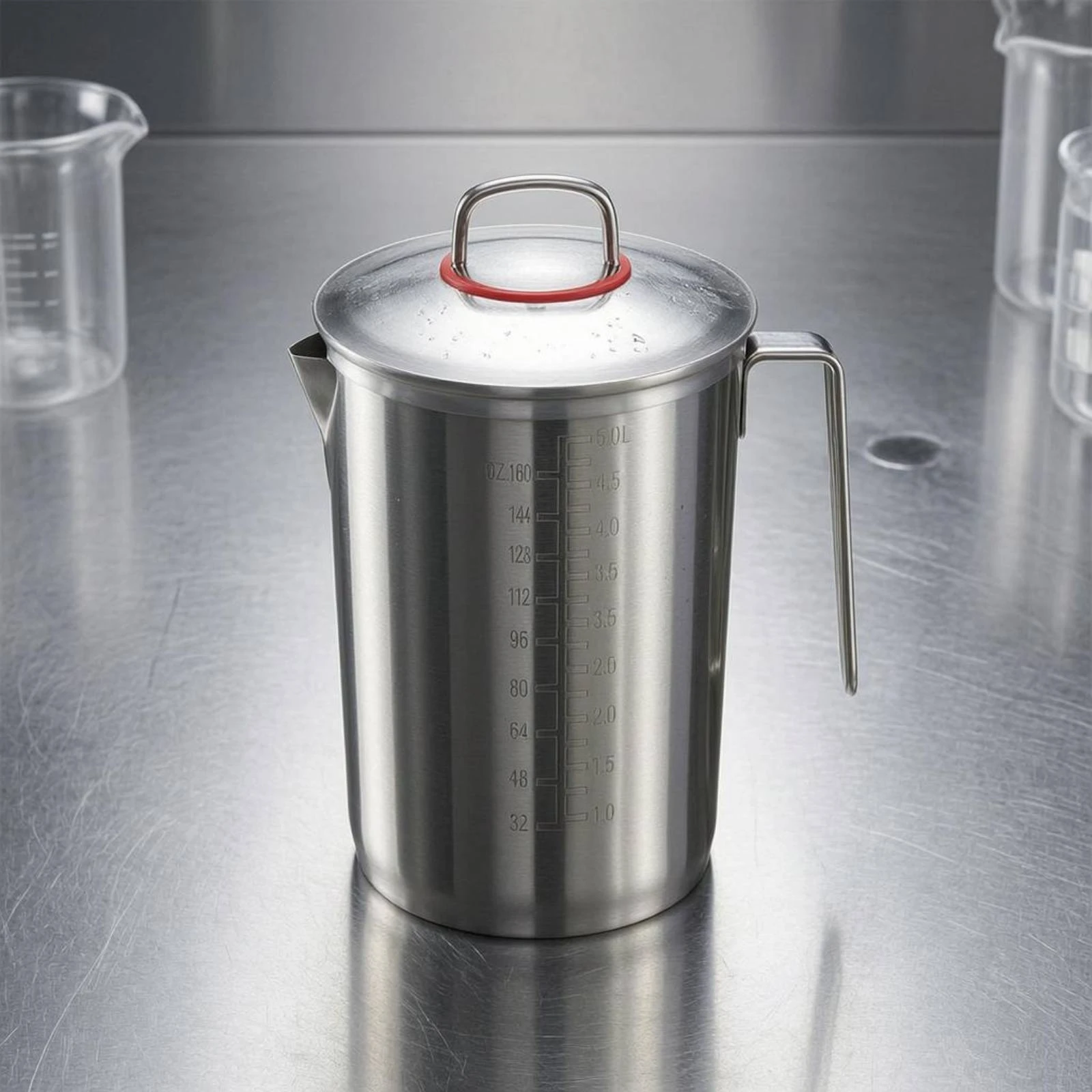 

Stainless Steel Measuring Cup Engraved Markings Pouring Measuring Cup Kitchen Tool Thickened Brushed Silver