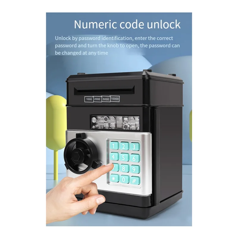 -A25M 1 Set Black ABS Piggy Bank Cash Coin Can ATM Bank Coin Money Bank للأطفال هدية سوداء