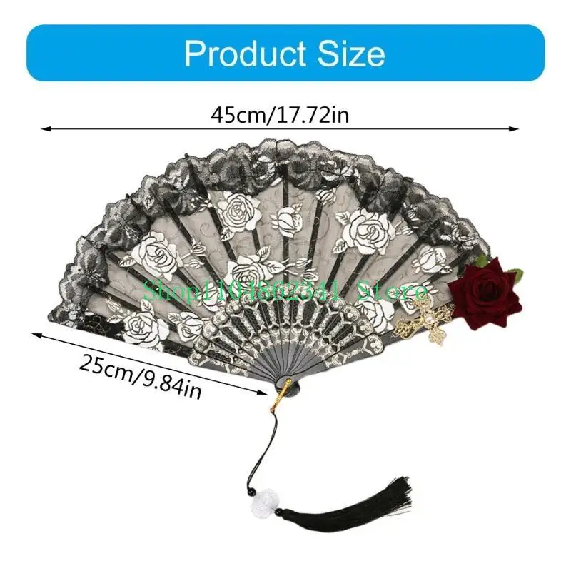 5asd quạt retro với tassels ren quạt đám cưới người hâm mộ gập tay cho bữa tiệc khiêu vũ